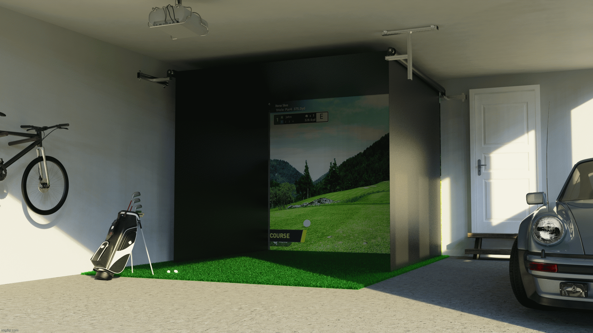 Retractable Golf Simulator Enclosure - The SportScreen VANISH Series