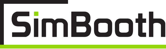 SimBooth logo with a green accent on a white background