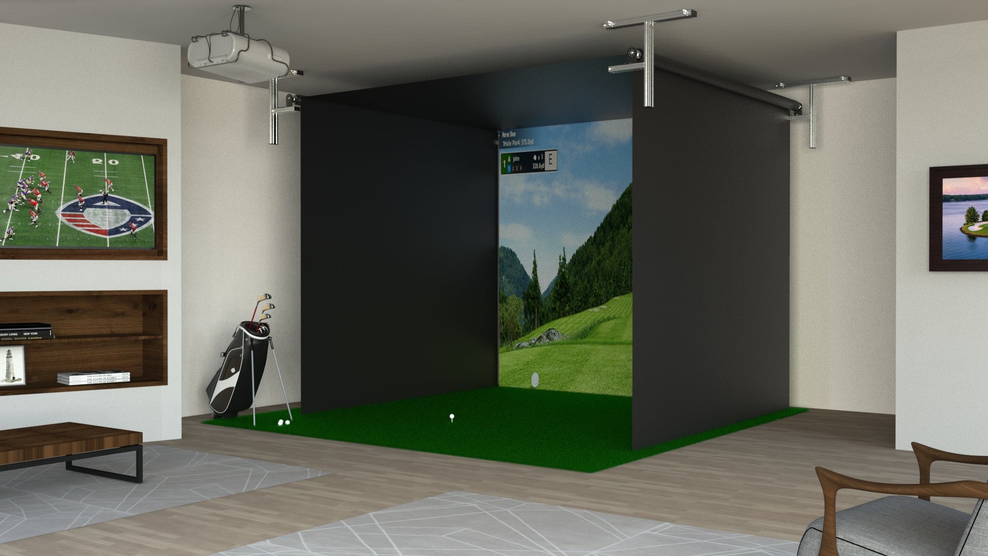 The SportScreen VANISH Series Retractable Golf Simulator Enclosure