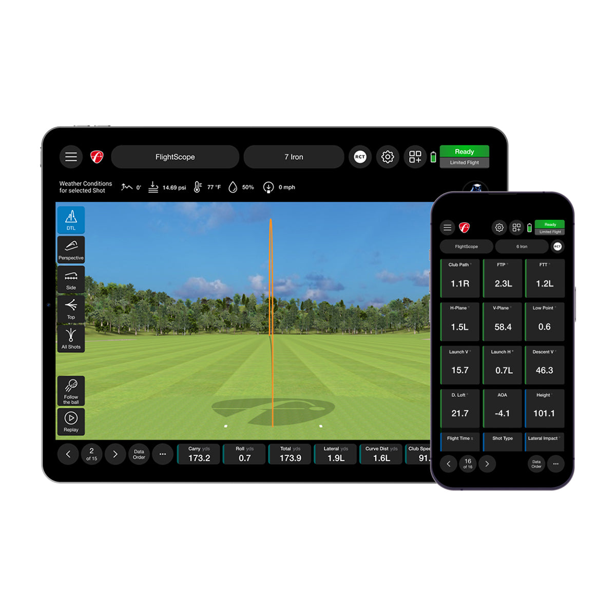 Golf simulator software pro package data parameters
