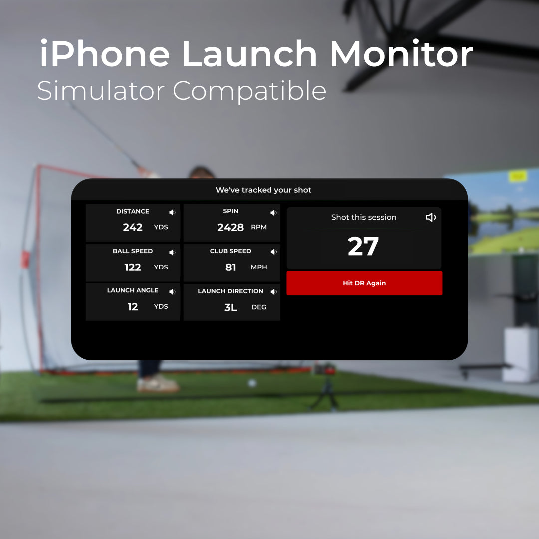 Phone launch monitor with sports field background
