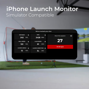 Phone launch monitor with sports field background