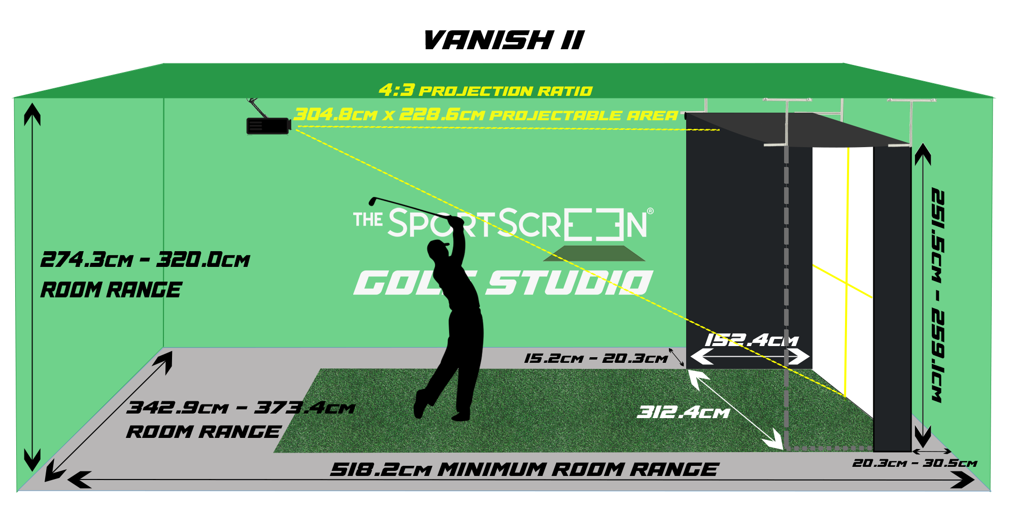 Retractable Golf Simulator Enclosure - The SportScreen VANISH Series
