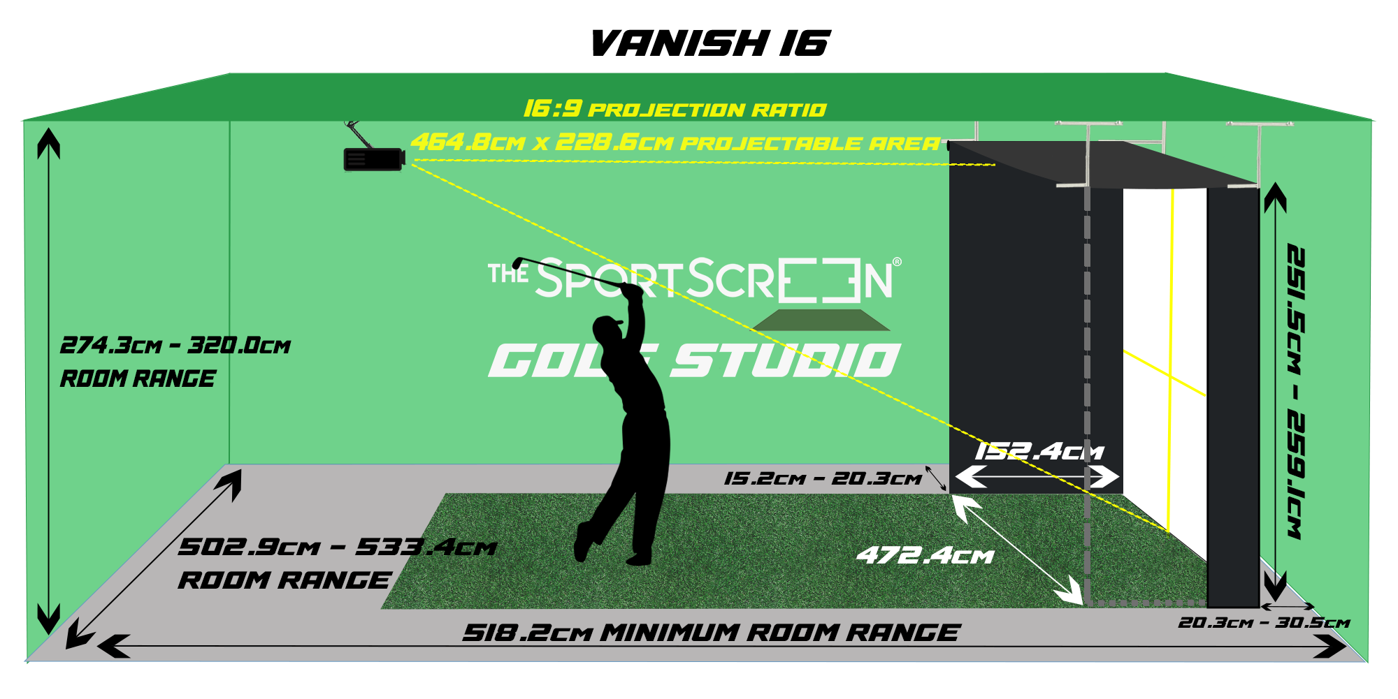 Retractable Golf Simulator Enclosure - The SportScreen VANISH Series