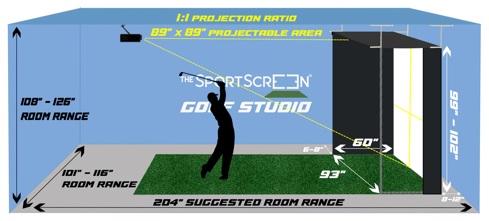 Retractable Golf Simulator Enclosure - The SportScreen VANISH Series