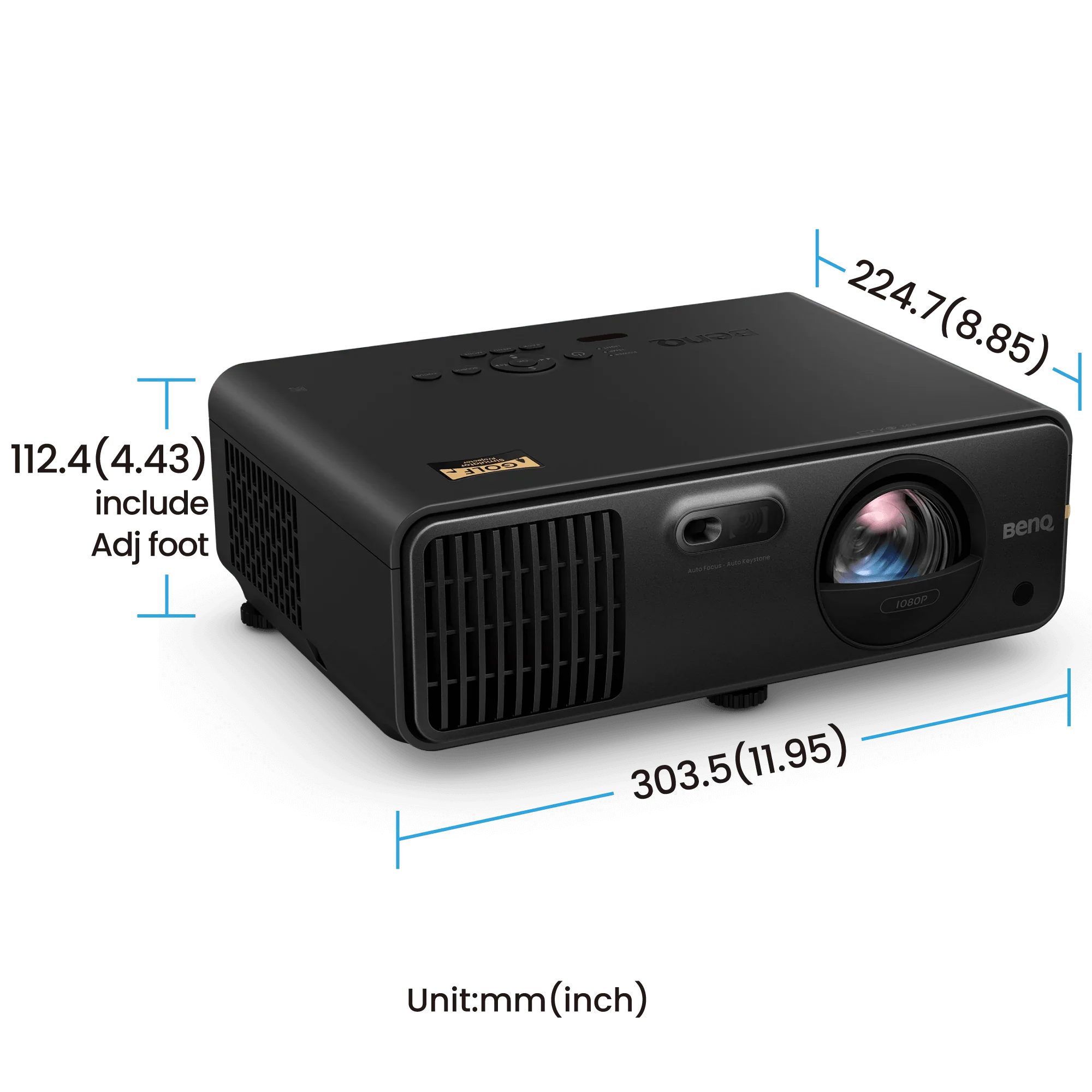 Benq ah700st gol sim projector dimensions